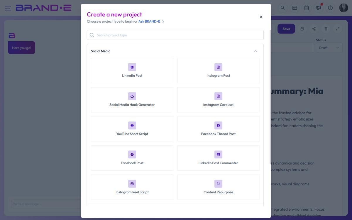 Choose and Use Project Templates — Brande.ai