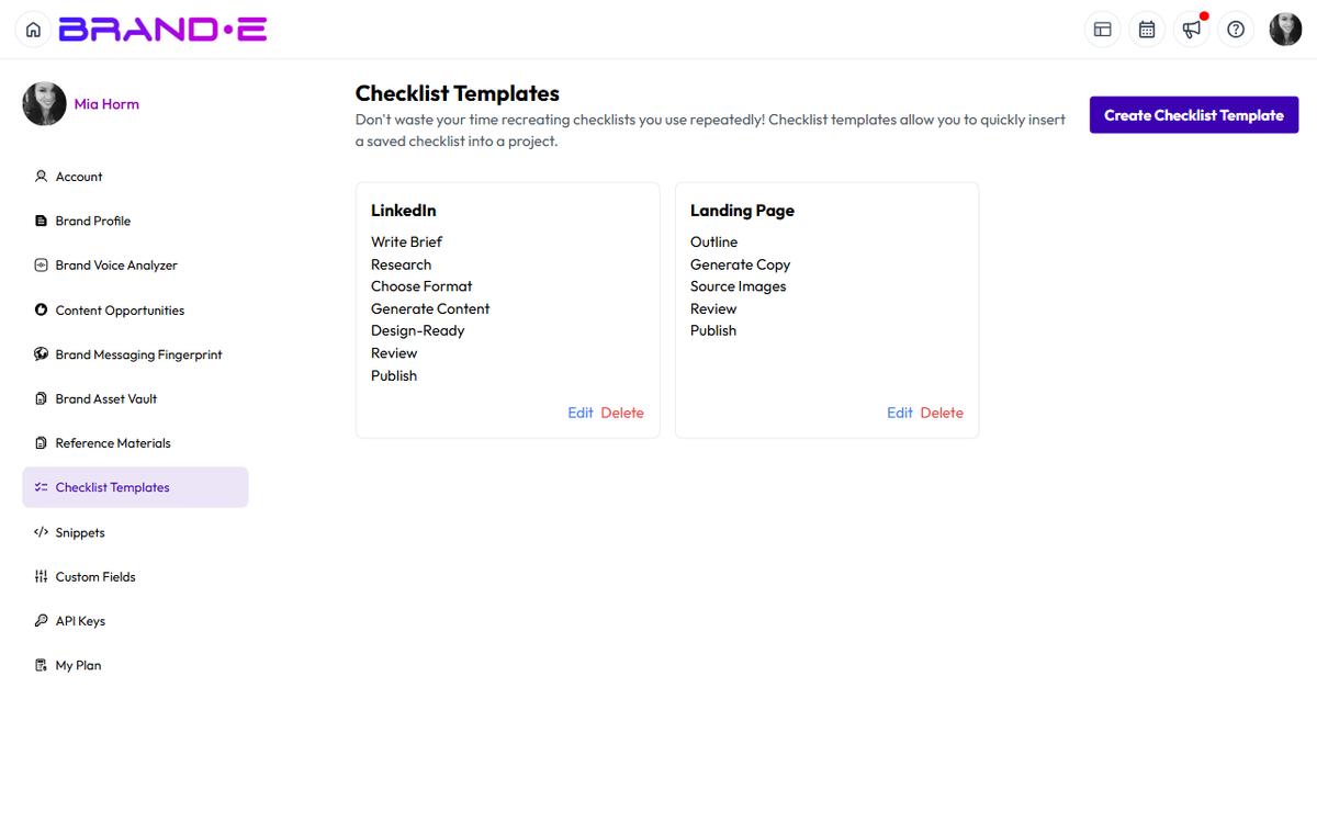Create Custom Content Checklists and Workflows — Brande.ai