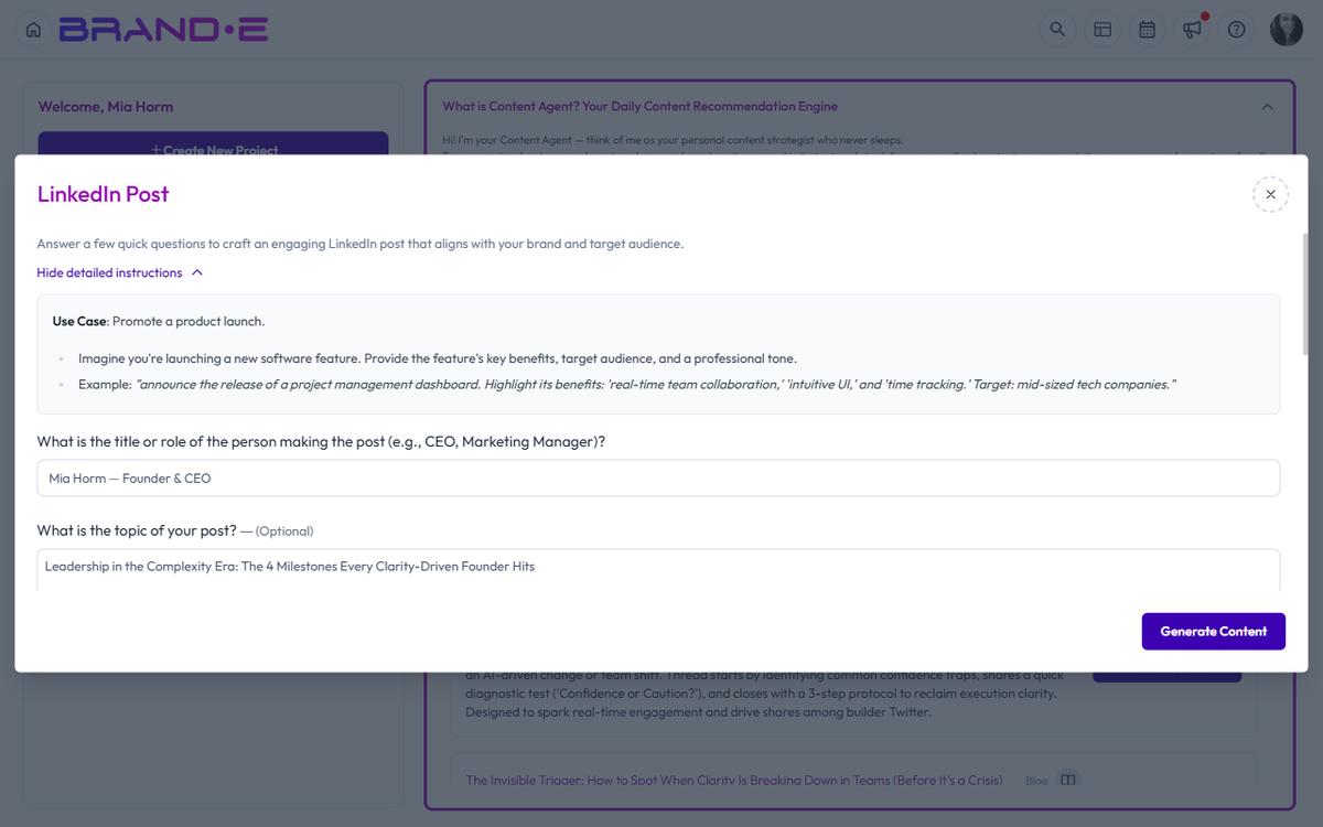 Customize a Content Brief Before Generating — Brande.ai