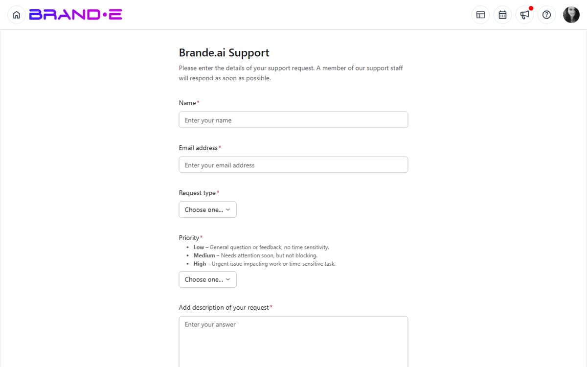 Get Support — Brande.ai