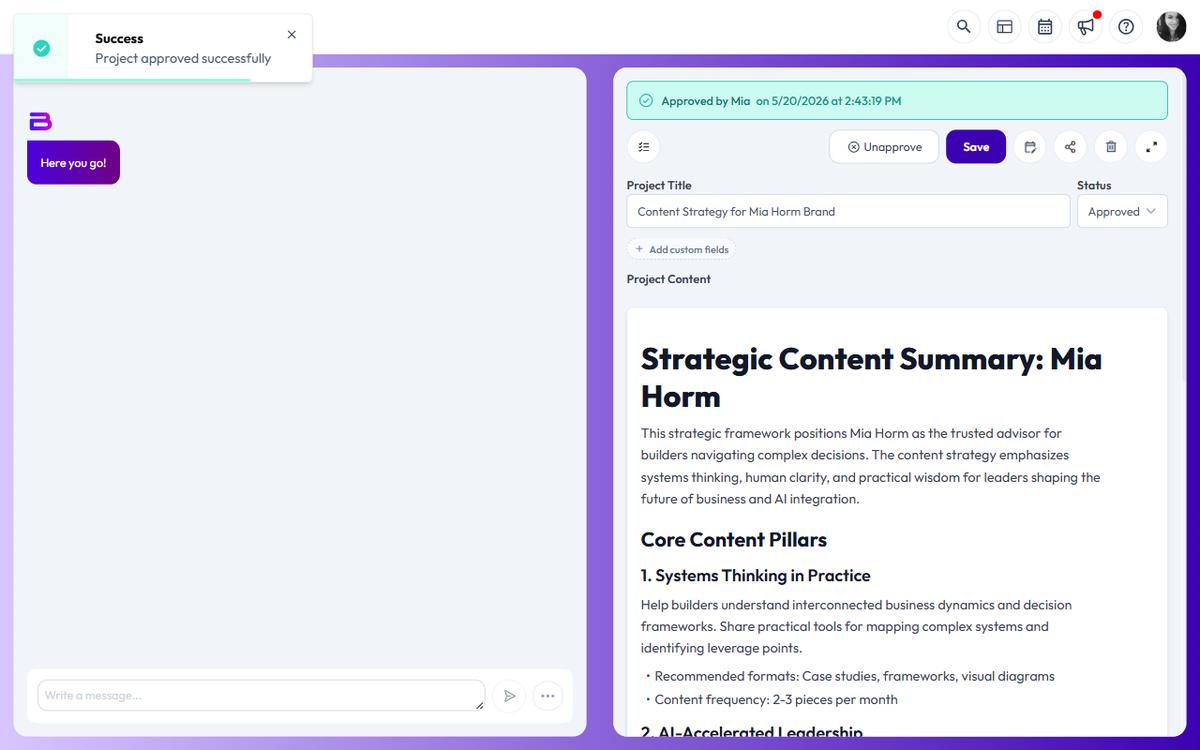 Manage Client Review and Approval — Brande.ai