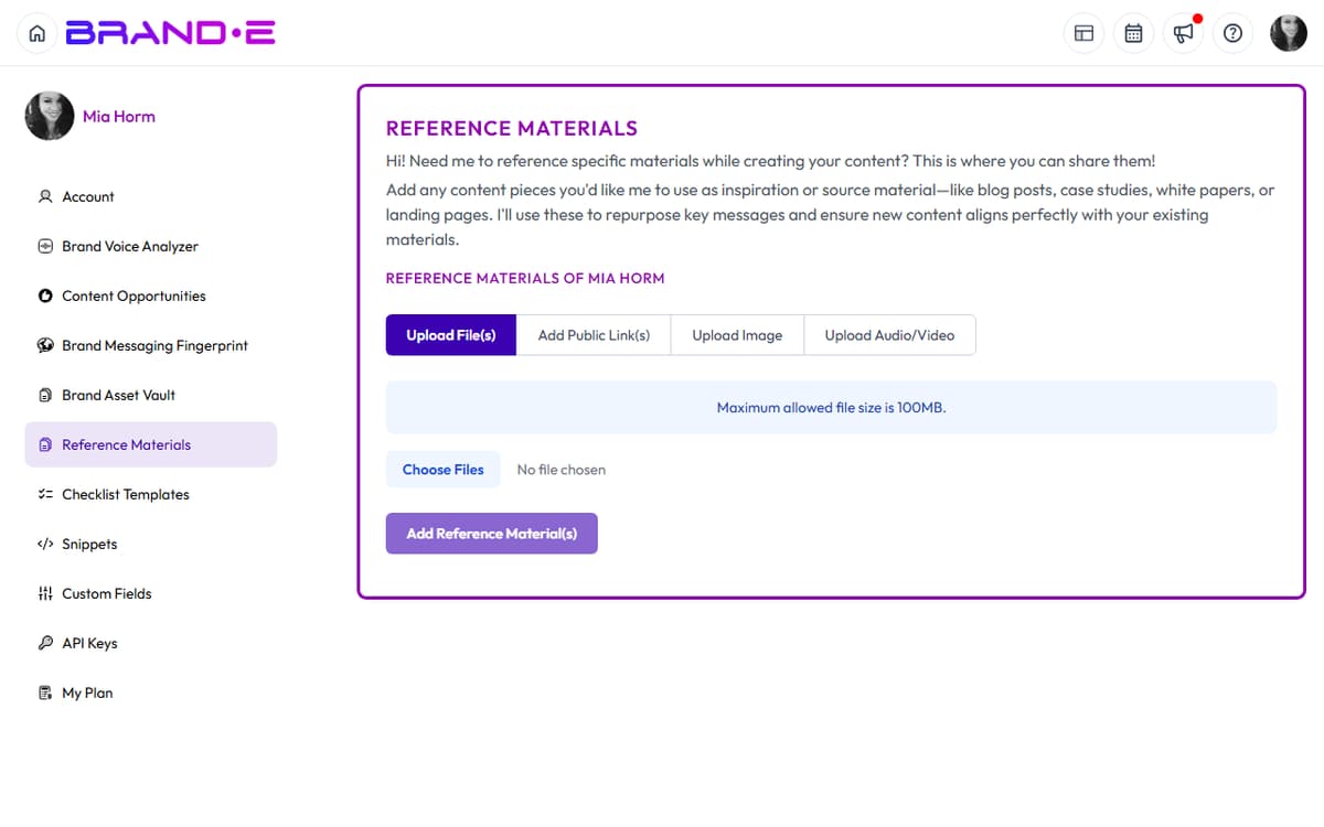 Use Reference Materials to Ground Your Content — Brande.ai