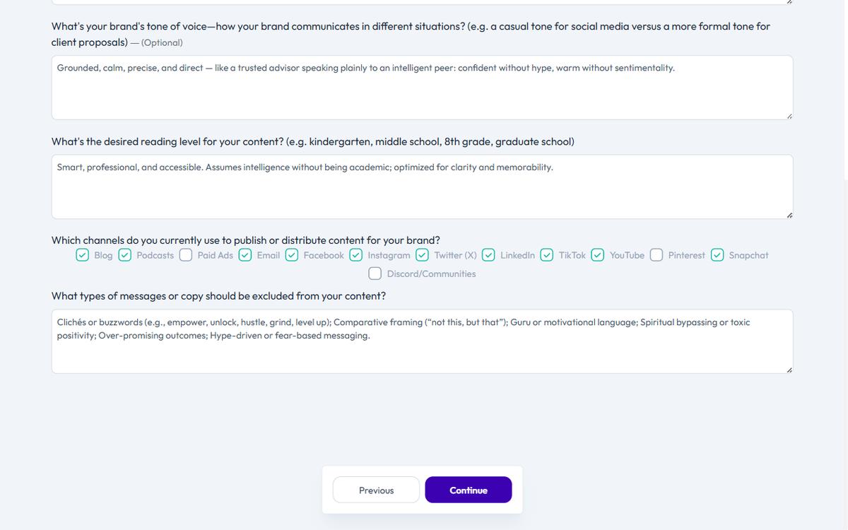 Select Your Content Channels — Brande.ai