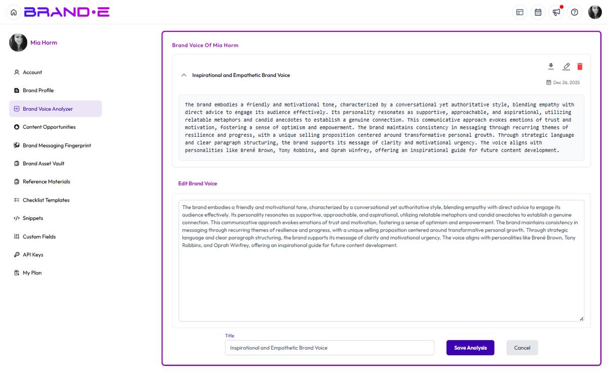 Update Your Brand Voice — Brande.ai