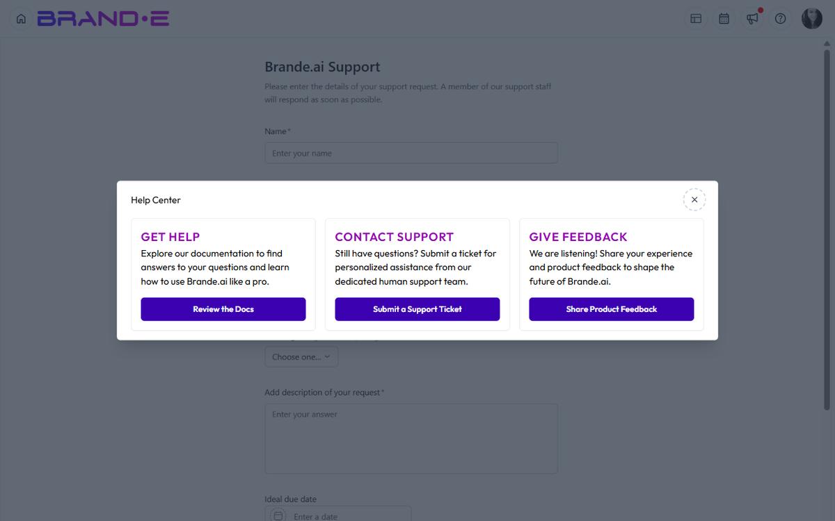 Use the Help Center — Brande.ai